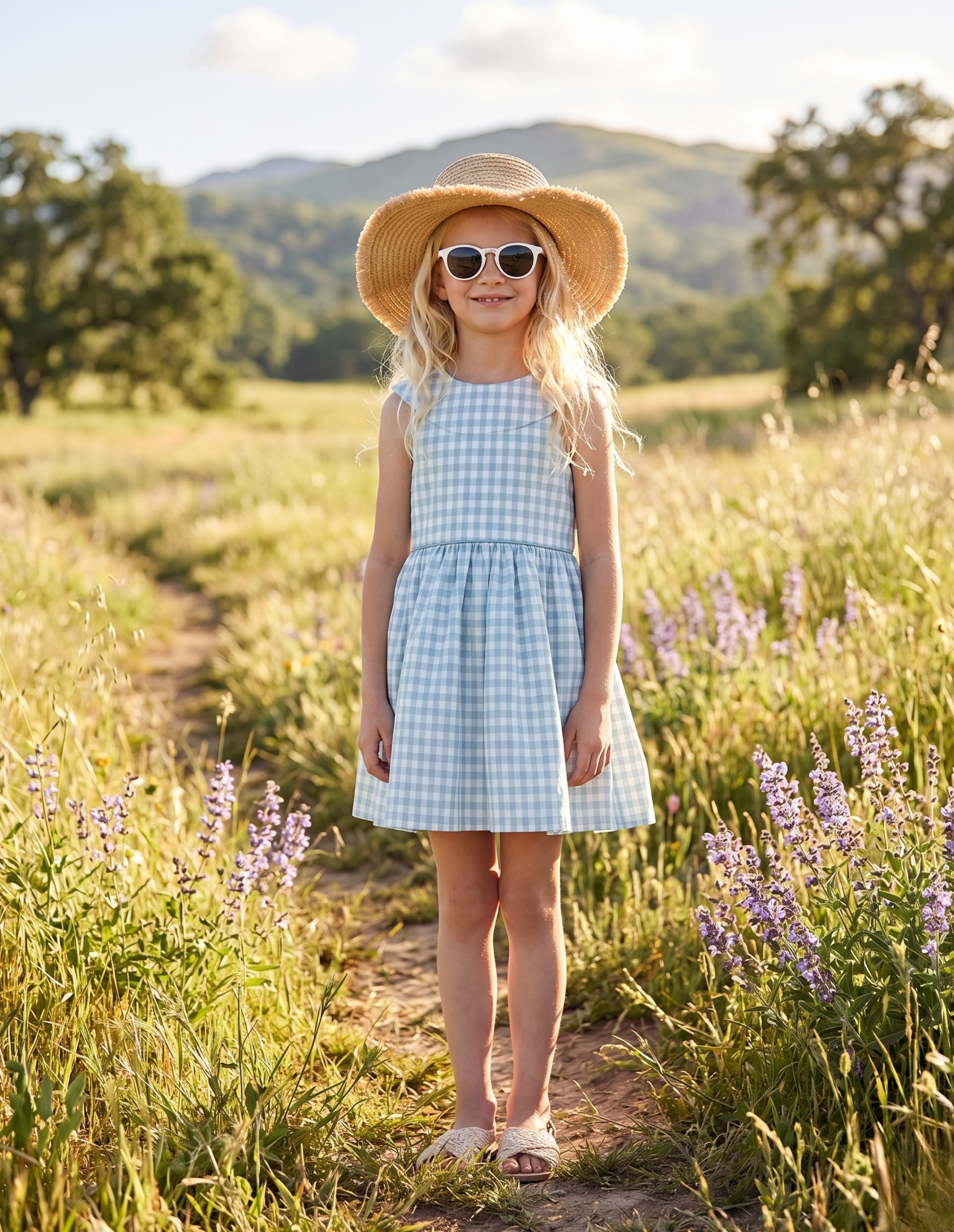 Vestido de Niñas de Cuadros Vichy de Youedu
