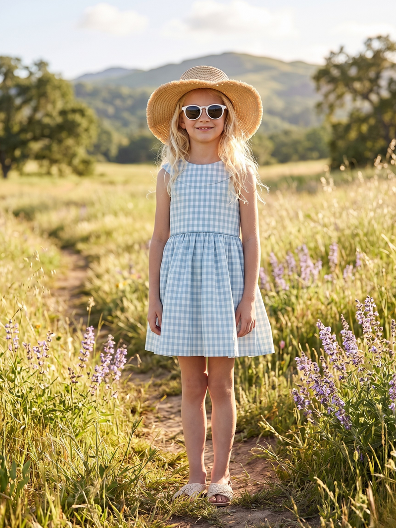 Vestido de Niñas de Cuadros Vichy de Youedu
